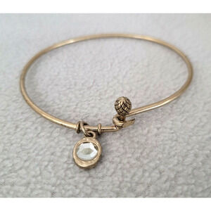 JK by Thirty-One Charm Bangle Bracelet Matte Gold Pineapple Wire Cuff